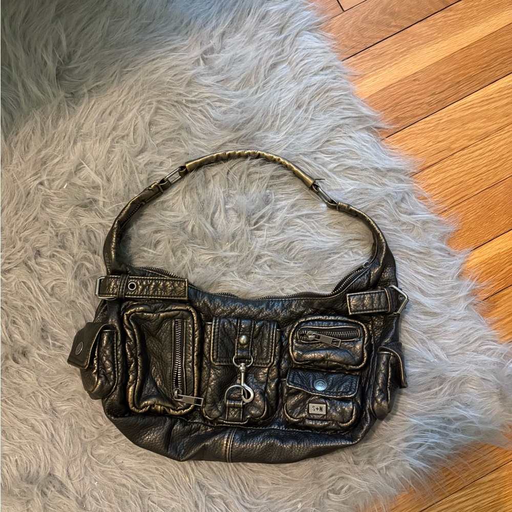Black pleather Shoulder Bag
